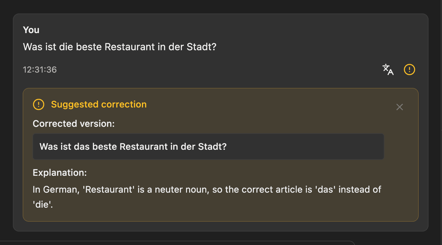 Instant feedback interface