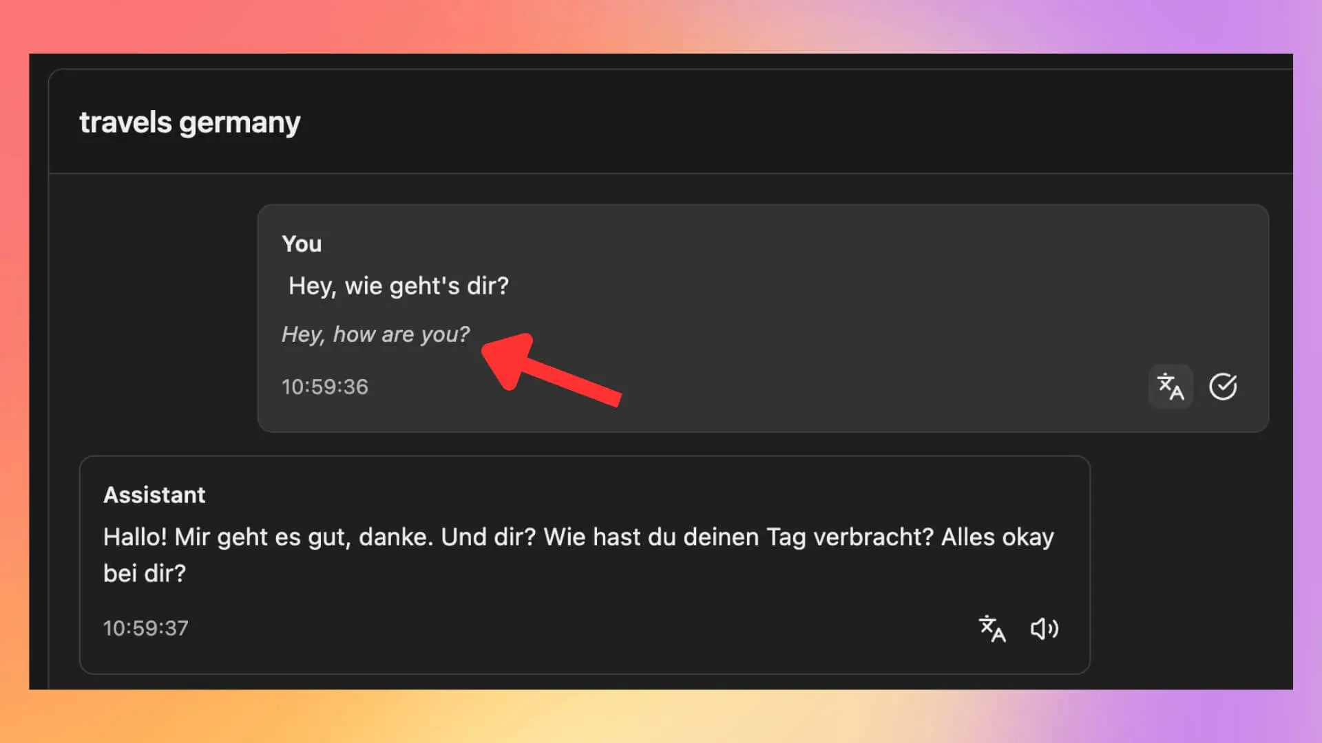 Translations interface